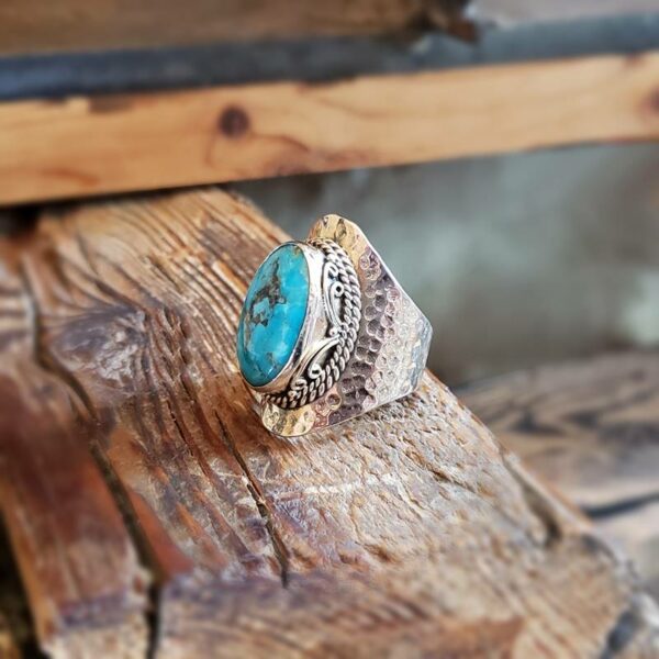 Bague turquoise large argent