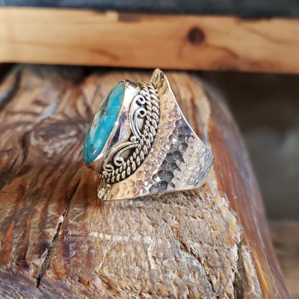 Bague turquoise large argent