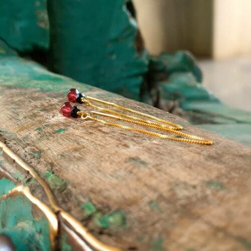 SAMARKANDE onyx and garnet earrings