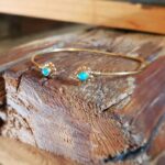 Bracelet jonc turquoise doré