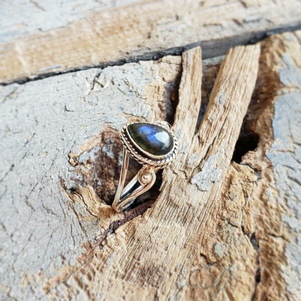 Bague ajustable argent et labradorite