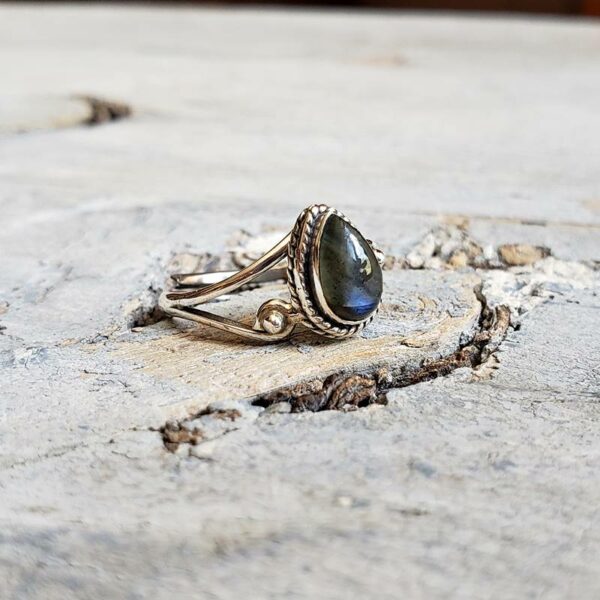 Bague ajustable argent et labradorite