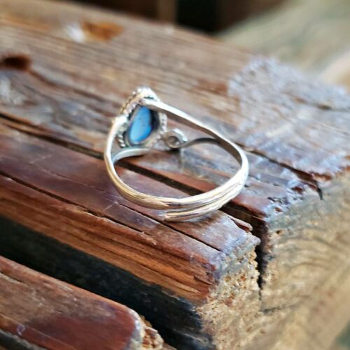Anillo ajustable de calcedonia azul