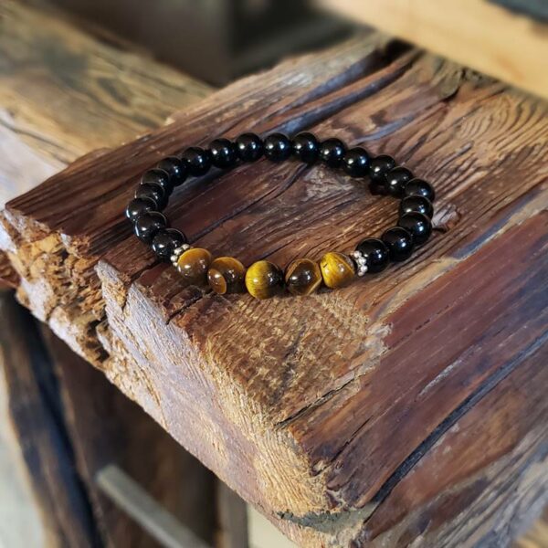 Bracelet homme onyx et oeil de tigre ANCRAGE