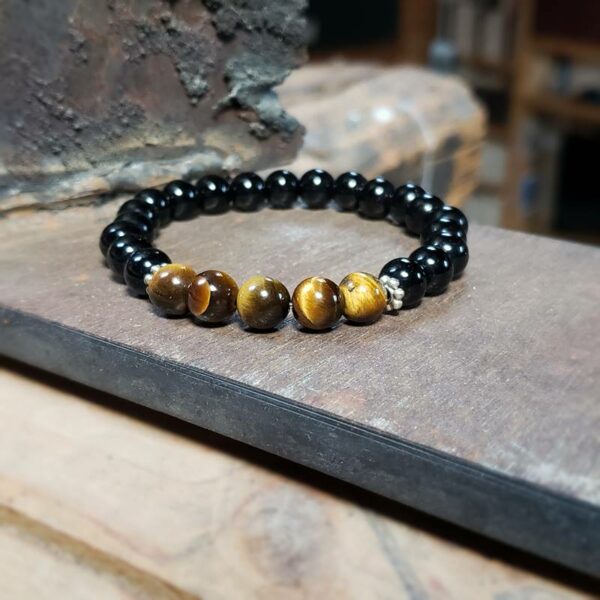 Bracelet homme onyx et oeil de tigre ANCRAGE