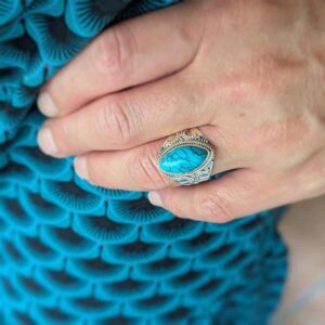 Bague ethnique en argent turquoise