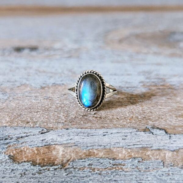 Bague labradorite cabochon