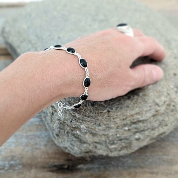 Bracelet argent et onyx