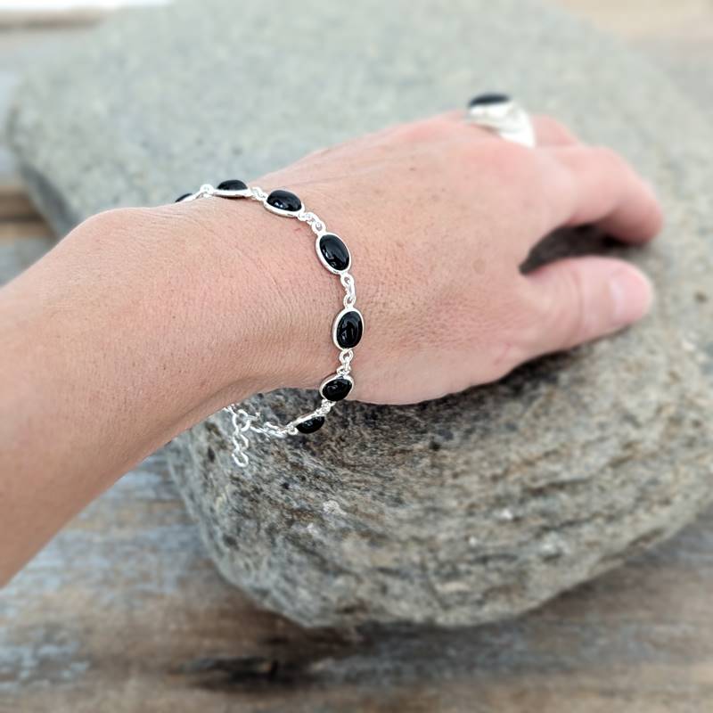 Bracelet argent et onyx