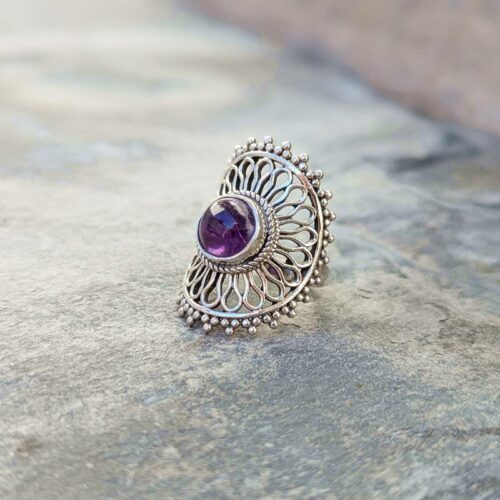 Bague améthyste argent ÉVENTAIL