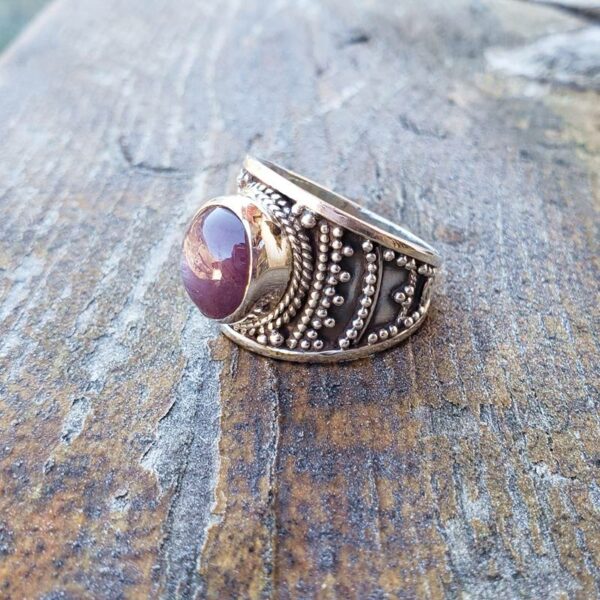 Bague argent et rubis indien