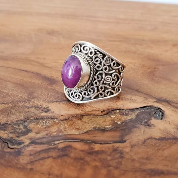 Bague argent et rubis indien