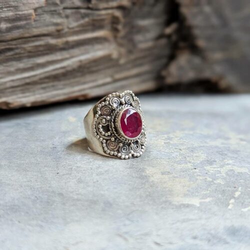 Bague rubis indien argent