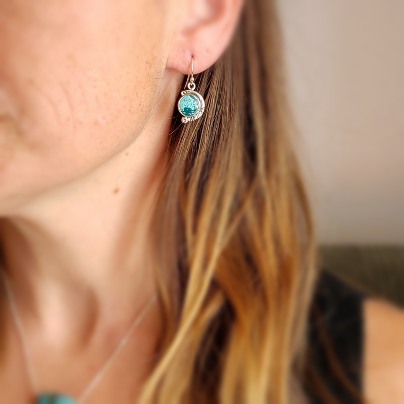 Boucles d'oreilles argent et turquoise BUDA