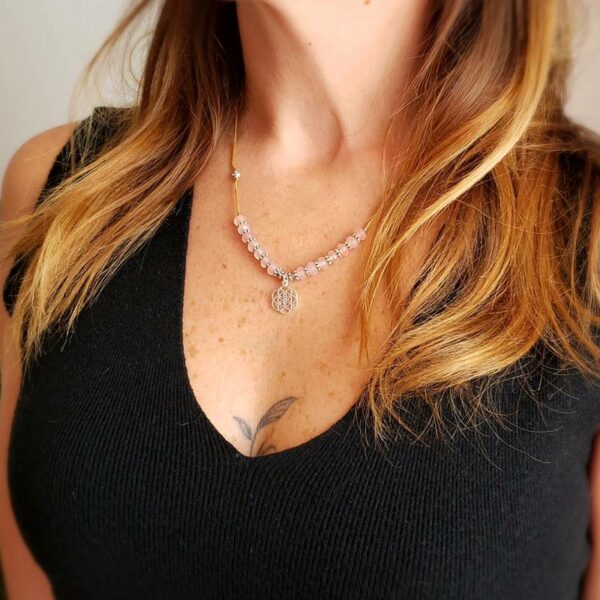 Collier quartz rose FLEUR DE VIE