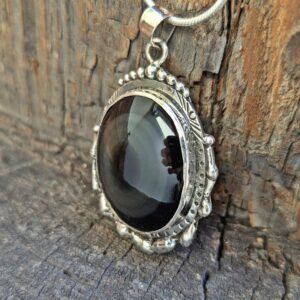 Pendentif obsidienne argent