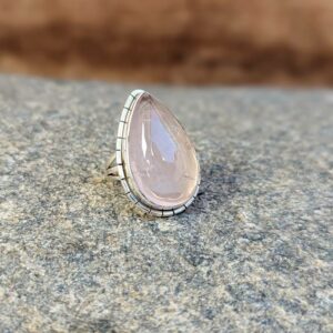 Bague quartz rose argent DOUCEUR