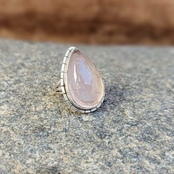 Bague quartz rose argent DOUCEUR