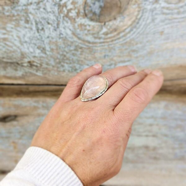 Bague quartz rose argent DOUCEUR