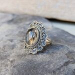 Bague quartz rutile argent
