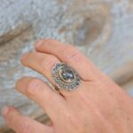 Bague quartz rutile argent