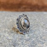Bague quartz rutile argent