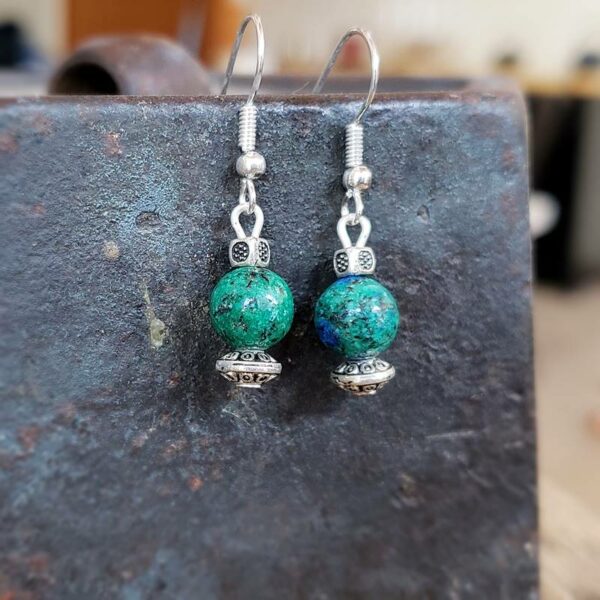 Boucles d'oreilles azurite malachite PETIT TEMPLE