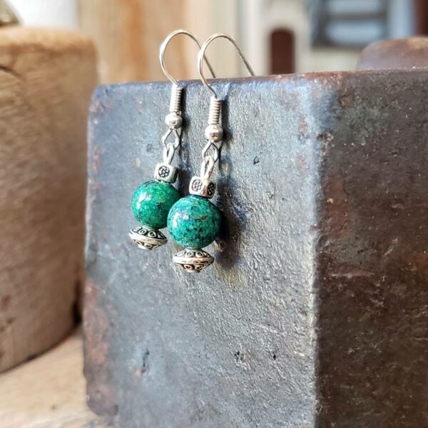 Boucles d'oreilles azurite malachite PETIT TEMPLE