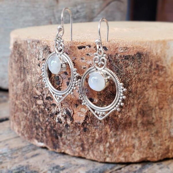 Boucles d'oreilles pierre de lune argent