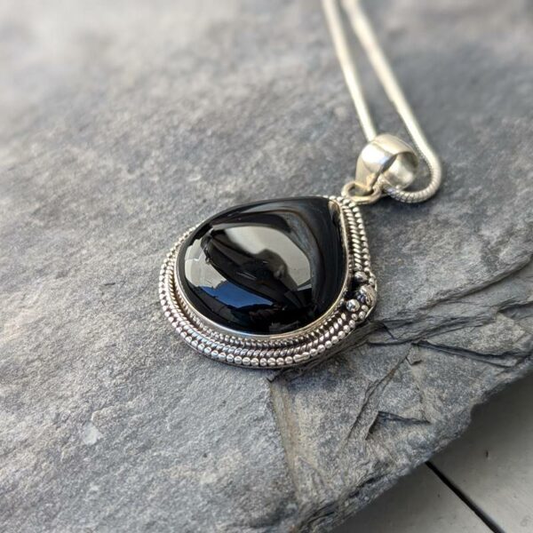 Pendentif argent et onyx goutte