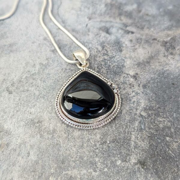 Pendentif argent et onyx goutte