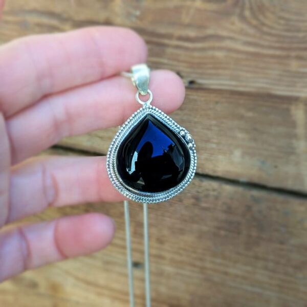 Pendentif argent et onyx goutte