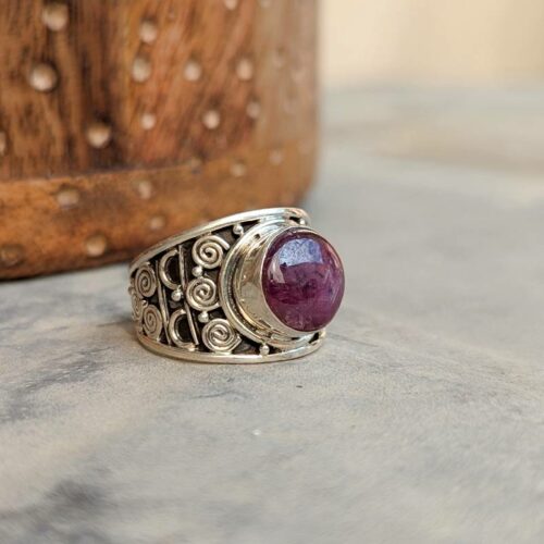 Bague argent et rubis indien