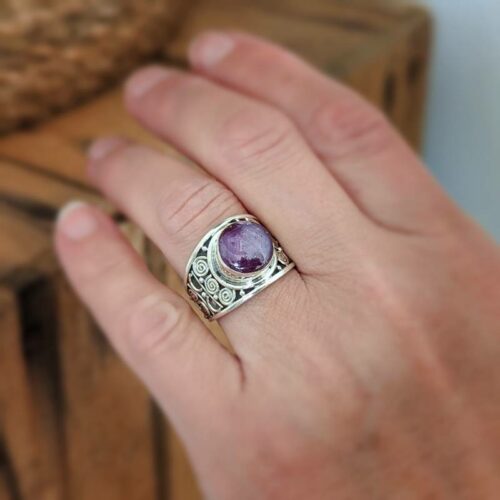 Bague argent et rubis indien
