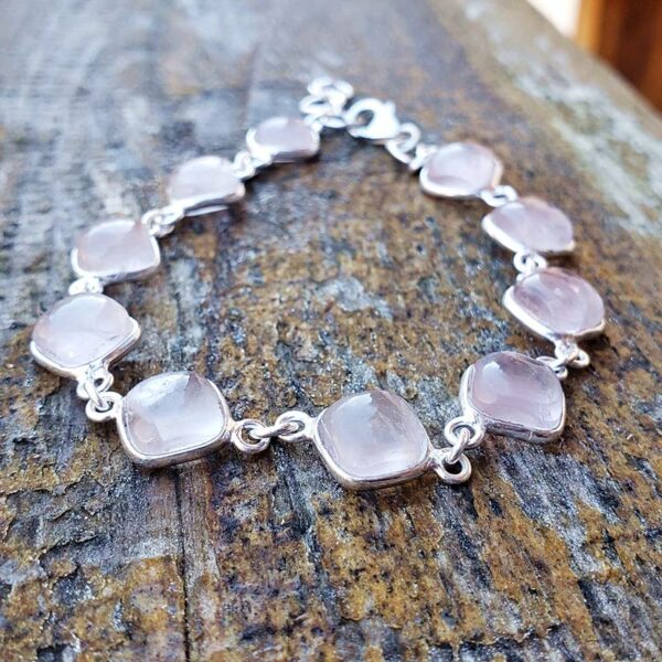 Bracelet en quartz rose argent