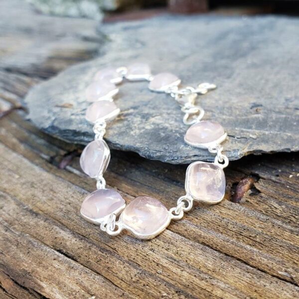 Bracelet en quartz rose argent