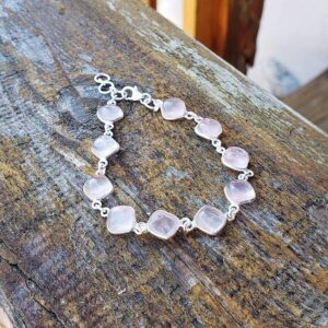 Bracelet en quartz rose argent