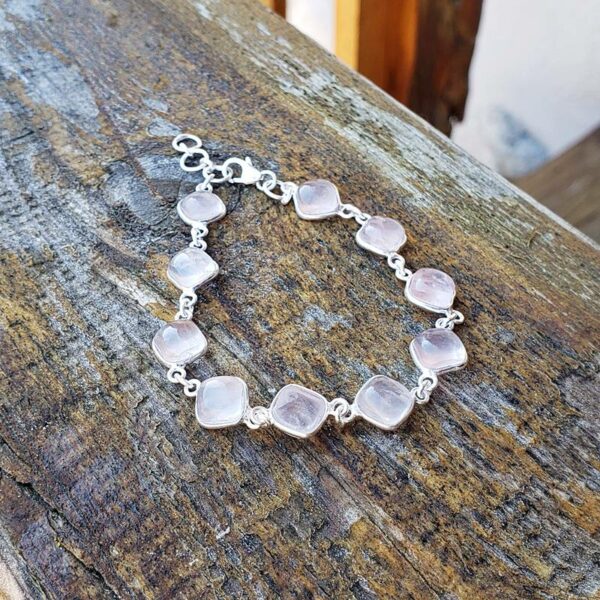 Bracelet en quartz rose argent