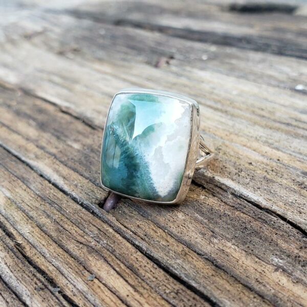 Bague contemporaine argent pierre hémimorphite