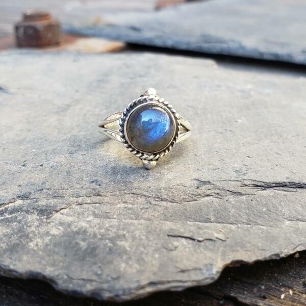 Bague ethnique chic argent labradorite