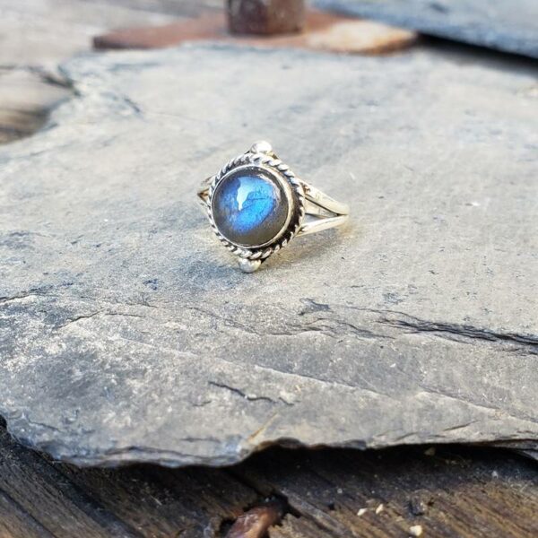 Bague ethnique chic argent labradorite