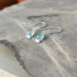 Boucles d'oreilles argent et calcédoine aqua ANDAMAN