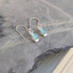 Boucles d'oreilles argent et calcédoine aqua ANDAMAN