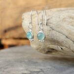 Boucles d'oreilles argent et calcédoine aqua ANDAMAN