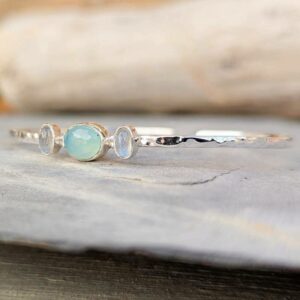 Bracelet jonc argent et calcédoine POÉTIQUE