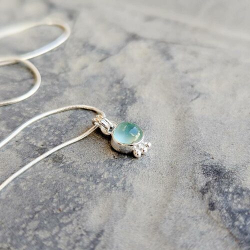 Collier argent et calcédoine aqua ANDAMAN
