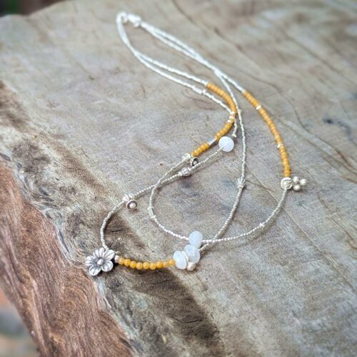 Collier en calcite jaune argent
