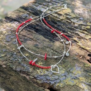 Collier corail rouge argent