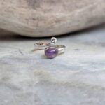 Bague ajustable améthyste argent