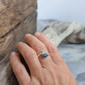 Bague ajustable labradorite argent